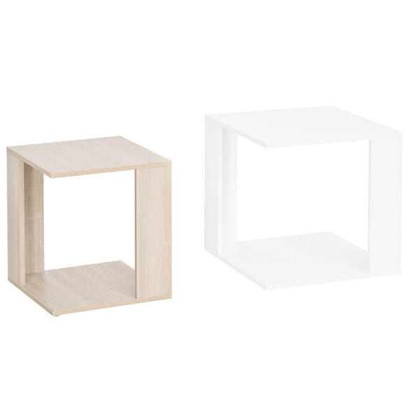 Set di 2 Tavolini Componibile Bianco e Rovere 50x50x48 cm/40x40x44 cm prezzo