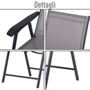 Set 4 Sedie da Giardino 58x64x94 cm in Textilene  Sanders Grigio e Nero