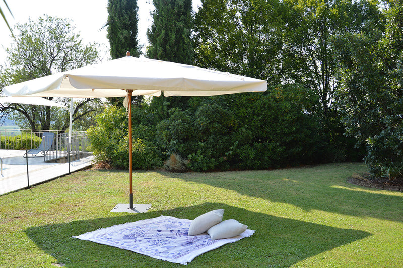 Ombrellone da Giardino 4x4 m Palo Ø60 mm in Legno Telo in Acrilico con Balza Danieli Bangkok Ecrù