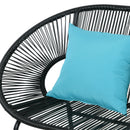 Divano da Giardino 2 Posti 132x72x83 cm con Cuscini e Braccioli in Rattan PE e Acciaio Nero      