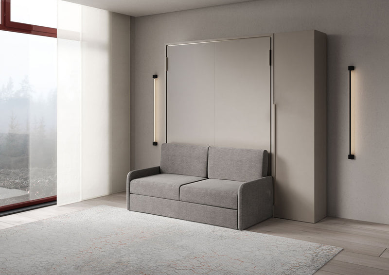 Letto Matrimoniale A Scomparsa 160 Versia Con Divano E Armadio 1 Anta Dx Argilla      