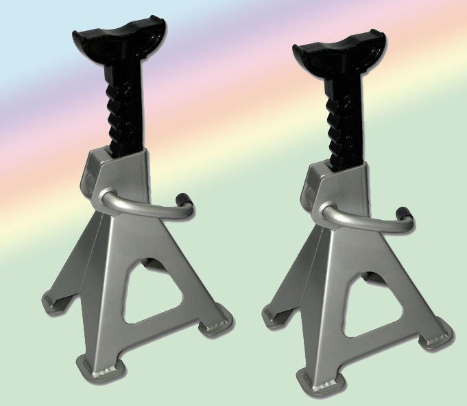 Set 2 Cavalletti da 3000 kg Altezza Regolabile Solleva Auto Furgone Cric