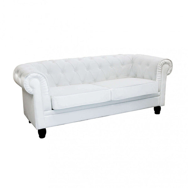Divano 3  Posti Chesterfield 197x74x82 h cm in Similpelle Bianco sconto