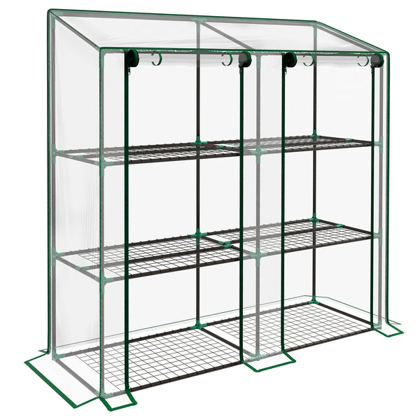 Serra da Giardino 143x46x151 cm con 6 Mensole e 2 Porte Avvolgibili Copertura in PE Trasparente sconto