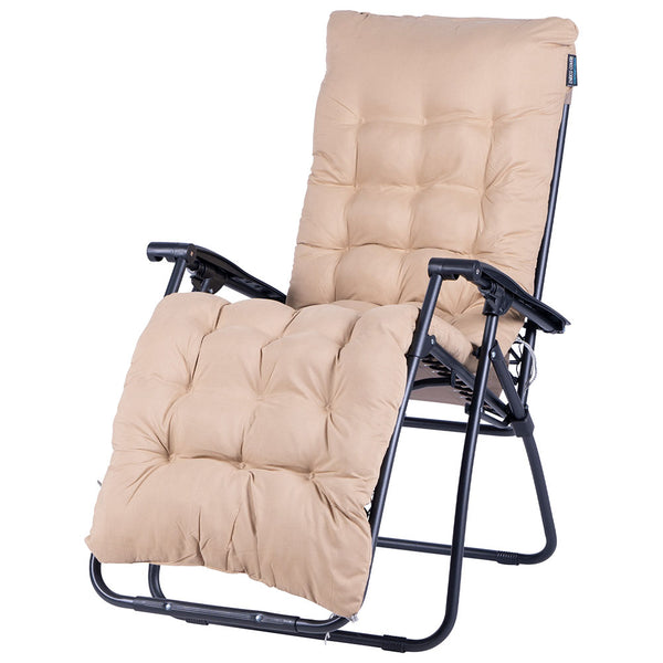 online Sedia Sdraio da Giardino con Cuscino Reclinabile e Pieghevole in Acciaio e Tessuto Oxford Beige