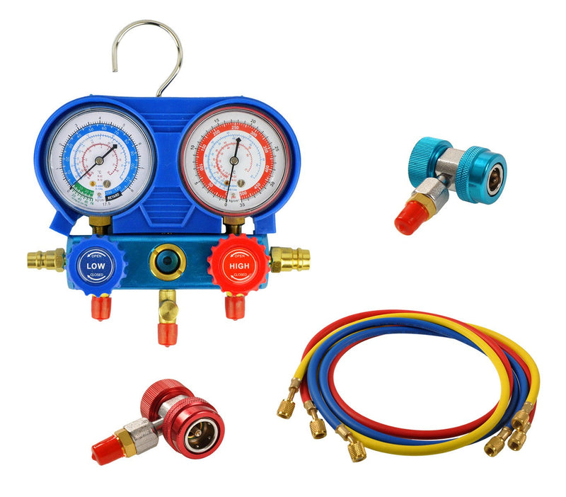 Set manometro a 2 vie per diagnosi gas condizionatori di aria e auto