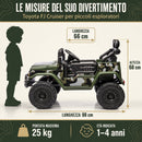 Macchina Elettrica per Bambini Fuoristrada Toyota Fj Cruiser 12V Telecomando Ruote in Gomma e Sedile in Pelle Verde Militare