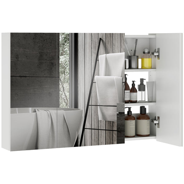 online Specchio da Bagno Pensile a 3 Ante  90x13,5x60 cm Rivestimento in Melamina Bianco