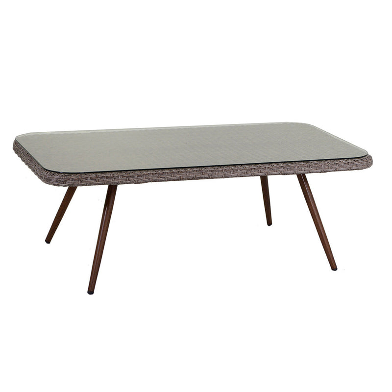 Set da Giardino Divano 2 Poltrone e Tavolino in Polyrattan Tirreno Naturale 3P