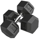 Set 2 Manubri Fitness da 15 kg Esagonali con Impugnatura Antiscivolo in Acciaio e Gomma Nero      