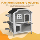 Casetta per Gatti da Esterno 99,5x76x91 cm con Tetto Apribile 2 Piani 4 Ingressi Base rialzata in Legno di Abete Grigio      