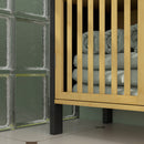 Mobile Sottolavabo Bagno con 2 Ante a Doghe 60x30x70 cm in Legno di Bambù e MDF con Intaglio a U Legno Naturale e Nero
