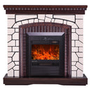 Camino Elettrico da Pavimento 105,8x110x30 cm Effetto Fiamma 2000W Natali & Cristina Bianco/noce scuro