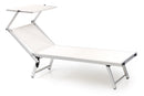 Lettino Prendisole da Giardino in Alluminio con Tettuccio Aqua Bianco