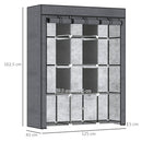 Armadio Guardaroba da Campeggio 125x43x162,5 cm con 8 Ripiani e 2 Barre Grigio Carbone   