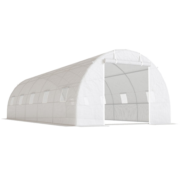 online Serra a Tunnel 8x3x2 m con Rivestimento in Plastica e Acciaio Rinforzato Bianco