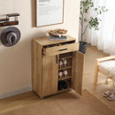 Scarpiera Mobile Salvaspazio 2 Ante 1 Cassetto 63x33x95h cm in Melaminico Venato a Rilievo Rovere Naturale