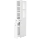 Mobile Colonna Bagno 18x40x135 cm con 2 Cassetti 2 Ripiani e 3 Scomparti in MDF Bianco      