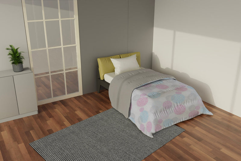 Trapunta Invernale 1 Piazza e Mezzo Stampata in Microfibra 300gr Double Face Molecole