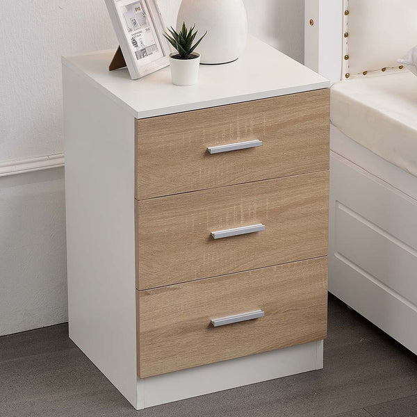 acquista Comodino Mobiletto Cassettiera 3 Cassetti Design Moderno in legno MDF Bianco