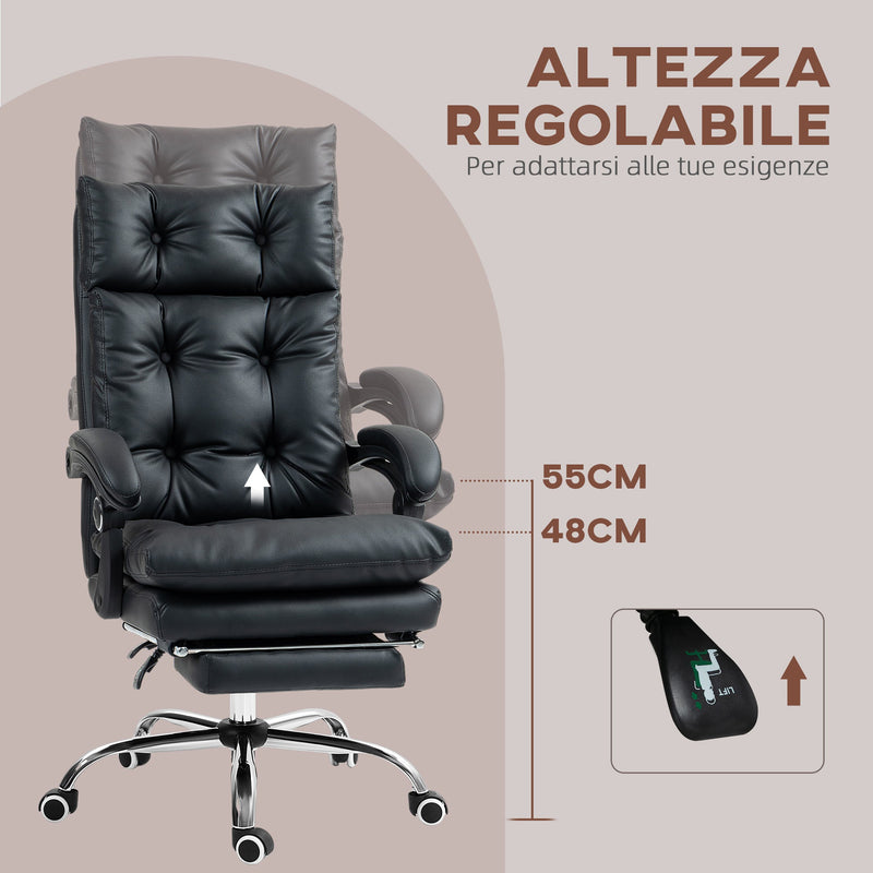 Generico Poltrona Executive In Ecopelle Nera – Reclinabile Con Altezza Regolabile E Braccioli
