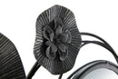 Pannello Specchio Dark Round 117x5,5x49 cm in Ferro Nero e Grigio