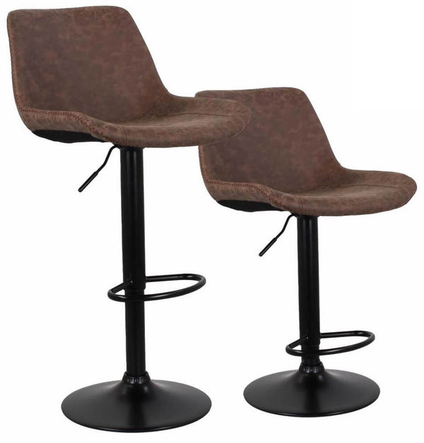 online Set 2 Sgabelli 50x44x58/78 cm in Similpelle Base Nera Moka
