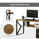 Scrivania da Ufficio Moderna 140x60x76 cm con Mensola e Gambe a K Nero Marrone