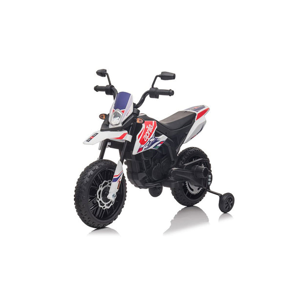 prezzo Moto Elettrica per Bambini Aprilia RX-125 Small 12V Cross Sedili In Pelle Luci Led Bluetooth Sospensioni a Molla Bianco