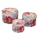 Set 3 Scatole in Similpelle fiori crema tondo 