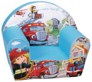 Poltroncina per Bambini 33x40x55cm Tessuto Sfoderabile con Pompieri Miller Blu