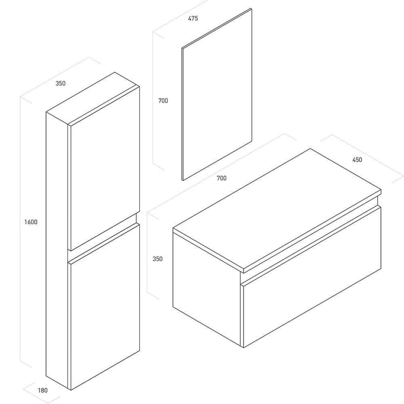 Mobile da Bagno sospeso Ibiza 12 Tabacco Scuro TFT