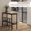 Set Tavolo Alto 105x40x90 cm e 2 Sgabelli da Bar con Poggiapiedi Stile Industriale in MDF e Acciaio Nero e Marrone      