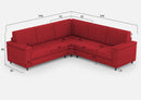 Divano Angolare 5 Posti 246x246x85 cm Marrak in Tessuto Rosso