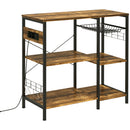 Mobile da Cucina 90x40x83 cm con Presa di Corrente e USB in Acciaio e Truciolato Marrone