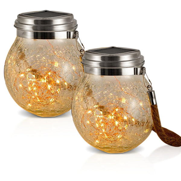 Set 2 Lanterne Decorative per Esterni con Pannello Solare Luce Calda sconto