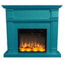 Camino Elettrico da Pavimento 114x102,3x28,2 cm Effetto Fiamma 1500W Sined Caldera Turchese