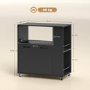 Carrello Cucina 75x40x80,5 cm con Ripiano Aperto Armadietto e Scaffale Laterale in Legno Nero      