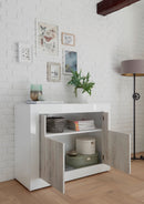 Mobile Buffet 2 Ante 110x42x86 cm in Legno TFT Lipari Bianco e Pino