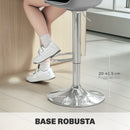 Set 2 Sgabelli da Bar 38x42x82-104 cm con Schienale e Poggiapiedi in PP Pelle PU e Acciaio Grigio      