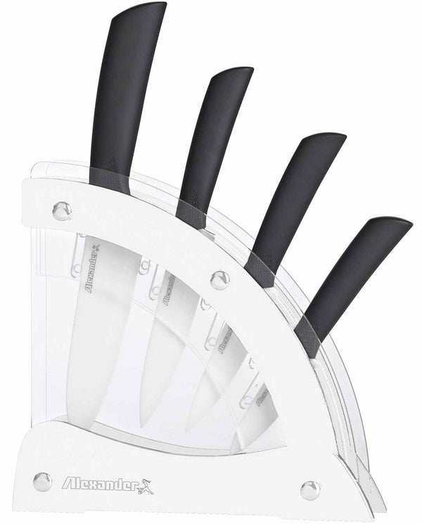 Ceppo con 4 Coltelli in Ceramica Alexander Vela Bianco acquista