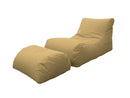 Poltrona Pouf Chaise Longue con Poggiapiedi in Poliestere Beige Avalli