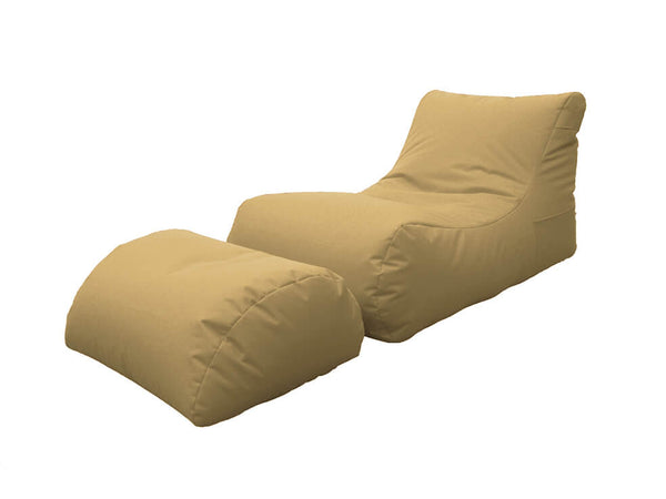 online Poltrona Pouf Chaise Longue con Poggiapiedi in Poliestere Beige Avalli