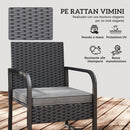 Salotto da Giardino con 2 Poltrone da Esterno e Tavolino con Piano in Vetro in Rattan Nero      