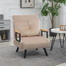 Poltrona Letto 3 in 1 con Schienale Reclinabile 63x73x81 cm e Cuscino in Tessuto Effetto Velluto Beige      