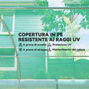 Serra a Tunnel 3x2 m con Rete Ombreggiante Extra Finestre e Ingresso a Zip in PE e Acciaio Verde      