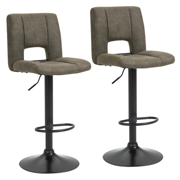 Set 2 Sgabelli Imbottite da Bar 41,5x51x94-115 cm in Tessuto Cachi e Nero online