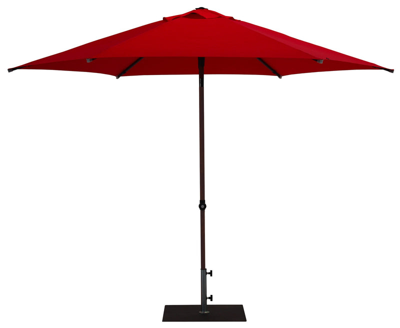 Ombrellone da Giardino Ø3 m Palo Ø38 mm in Alluminio Effetto Legno Tessuto Poliestere Trend Wood Rosso