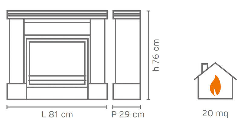 Camino a Bioetanolo da Pavimento 81x29x76 cm Versaille Bianco