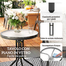 Set 3 Pezzi da Giardino 2 Sedie da Giardino 54x71x93 cm e Tavolino Rotondo Ø60x71 cm in Acciaio Grigio      